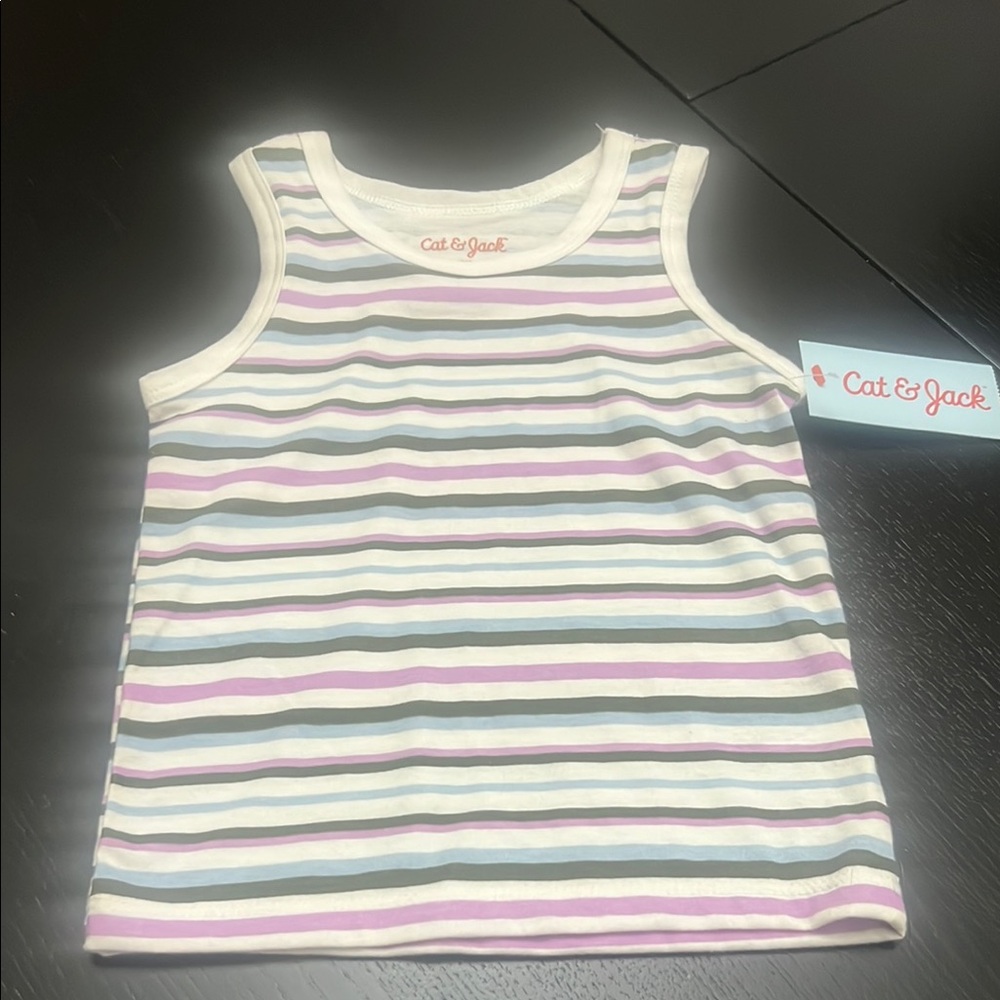 Cat & Jack Pink and White Striped Tank Top